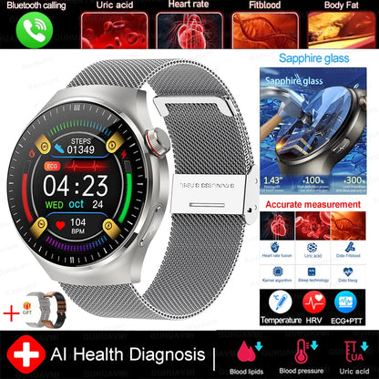 2025 Fashion New Men Dody Health Monitoring Smart Watch Blood Pressure Blood Lipid Uric Acid ECG+PPG NFC HD Bluetooth Call Watch