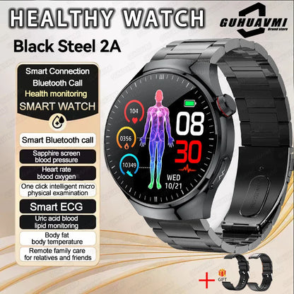 2025 Fashion New Men Dody Health Monitoring Smart Watch Blood Pressure Blood Lipid Uric Acid ECG+PPG NFC HD Bluetooth Call Watch