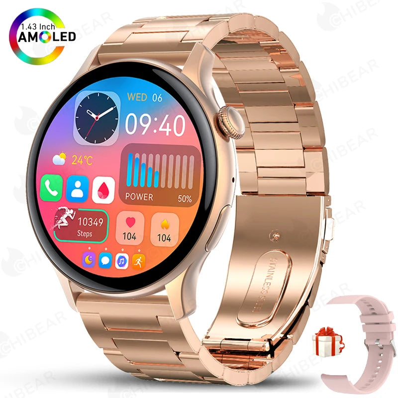 2025 New Real AMOLED HD Smartwatch Ladies Health Monitoring AI Voice Bluetooth Call Smart Watch Women Android IOS