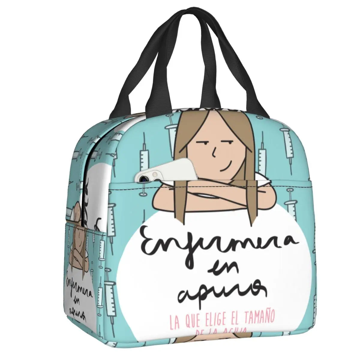Custom Enfermera En Apuros Doctor Nurse Medical Health Insulated Lunch Bag for Women Portable Cooler Thermal Lunch Box School
