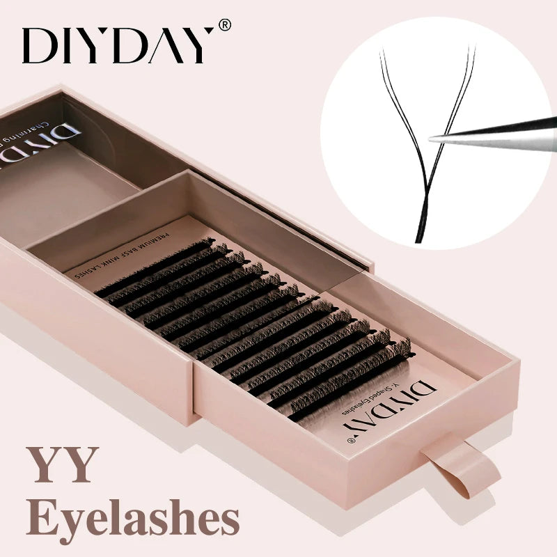 DIYDAY YY Shaped Eyelash Extension C D Curl Faux Mink Lashes Wholesale YY Shape False Eyelashes for Eye Makeup Beauty