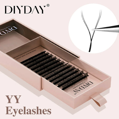DIYDAY YY Shaped Eyelash Extension C D Curl Faux Mink Lashes Wholesale YY Shape False Eyelashes for Eye Makeup Beauty