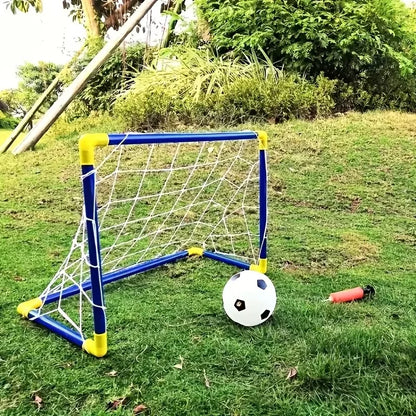 Kids Mini Football Goal Set, Portable Soccer Net with Ball & Pump, Indoor Outdoor Sports Toy for Boys Girls, Backyard Beach Play