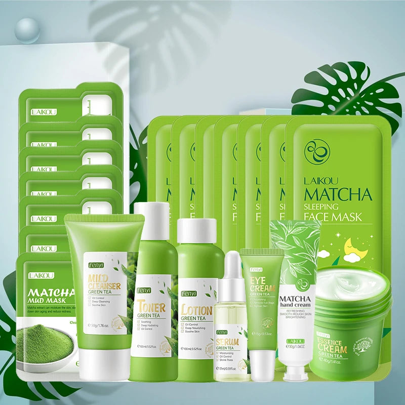 Green Tea Skin Care Kit Korean Cosmetic Moisturizing Exfoliate Beauty Face Care Set For Women Sakura Products Kit