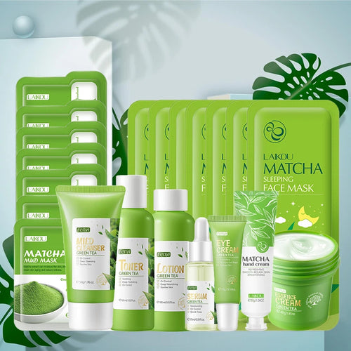 Green Tea Skin Care Kit Korean Cosmetic Moisturizing Exfoliate Beauty Face Care Set For Women Sakura Products Kit