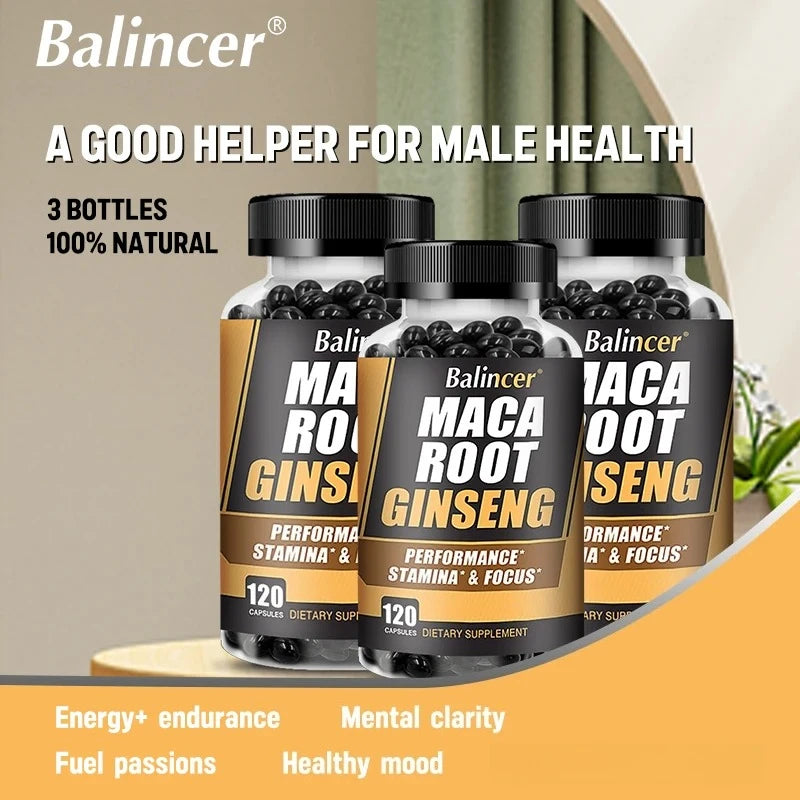 Balincer Men's Health Maca Root Ginseng Extract - Energy Supplement - For Endurance, Strength, Muscle Supplement