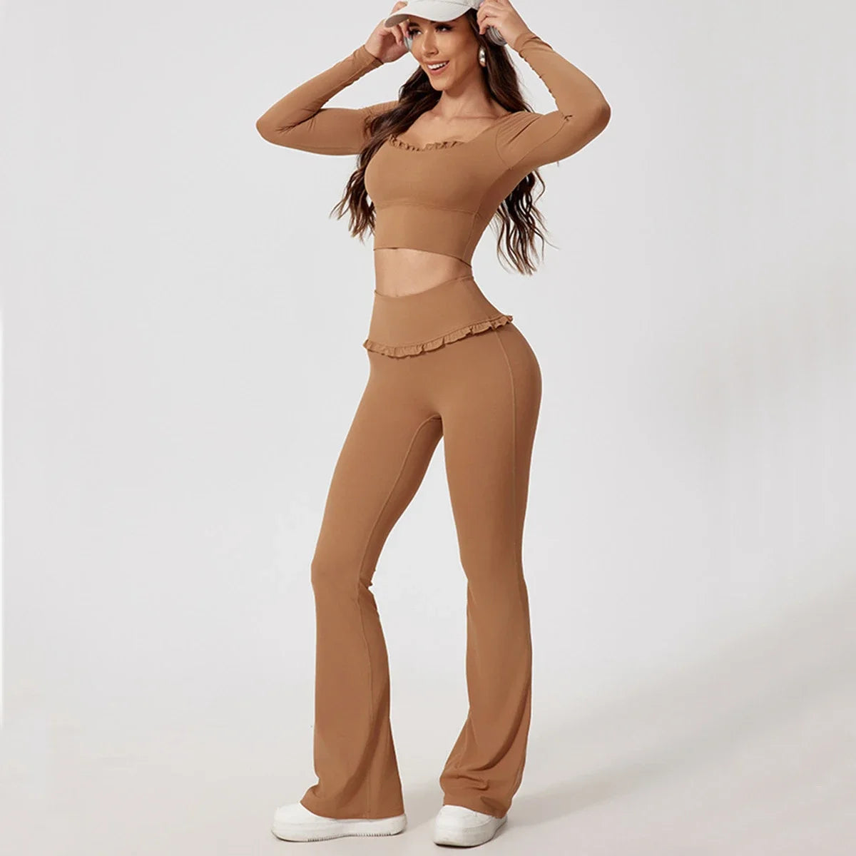 Fitness Sports Long Sleeve Top Running Square Neck Lace Tight Outwear with Chest Pad Long Sleeve Sports Yoga Clothes XP07
