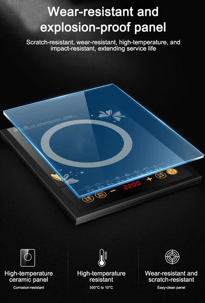 DMWD Electric Magnetic Induction Cooker Household Waterproof Small Hot Pot Heating Stove Touchpad Stir-fry Dish Cooking Oven EU