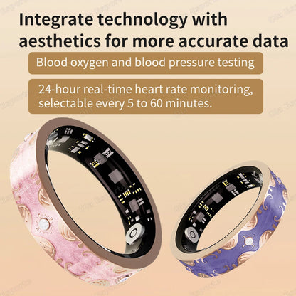 2026 New Smart Ring Men Women with Charging Case Heart Rate Blood Oxygen Health Sleep Monitoring IP68 Waterproof For Android IOS