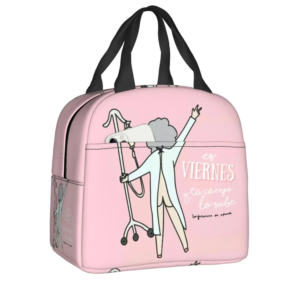 Custom Enfermera En Apuros Doctor Nurse Medical Health Insulated Lunch Bag for Women Portable Cooler Thermal Lunch Box School