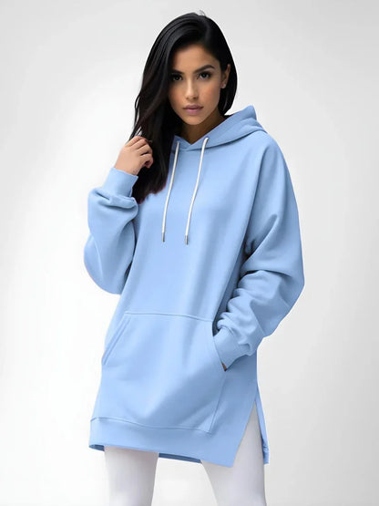 Hoodies Coats Women Solid Sweatshirts Jacket Pocket Drawstring Hooded Slight Strech Loose Casual Office Lady 2025 Spring Autumn