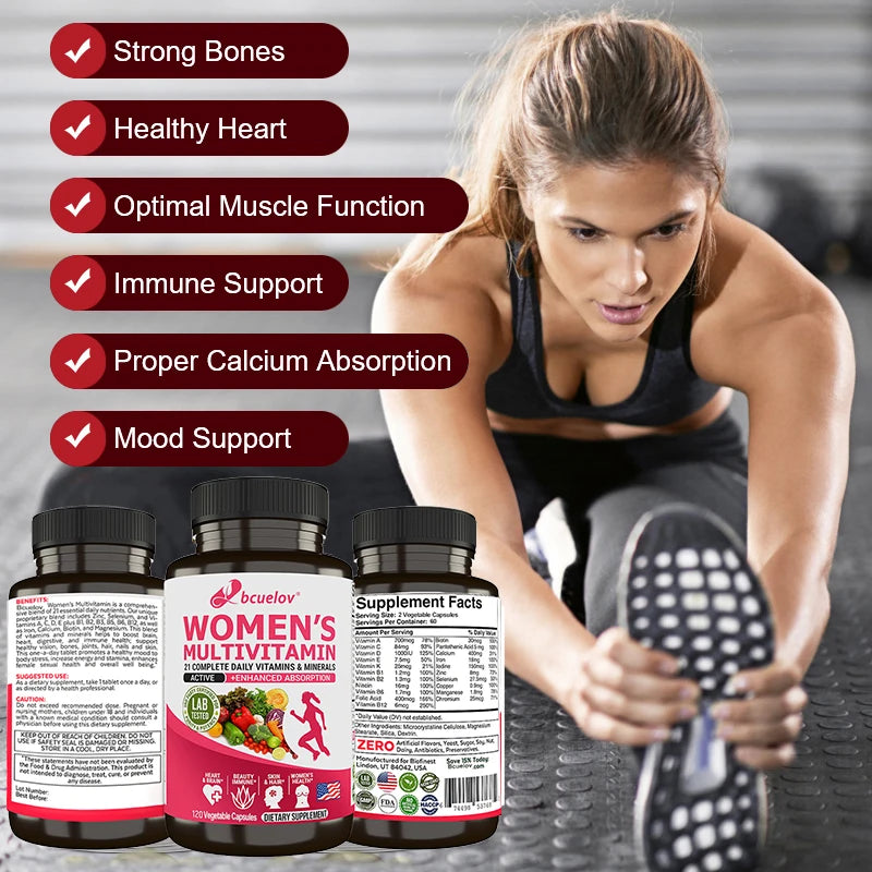 Multivitamin and Mineral Supplement for Women - Supports Brain, Heart, Joints, Bones, Skin, Hair, Nails, Immune Health