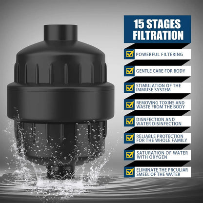 Shower Head Pre-shower Filter Large Flow to Remove Residual Chlorine 15-20 Level Skin Care Shower Water Purifier