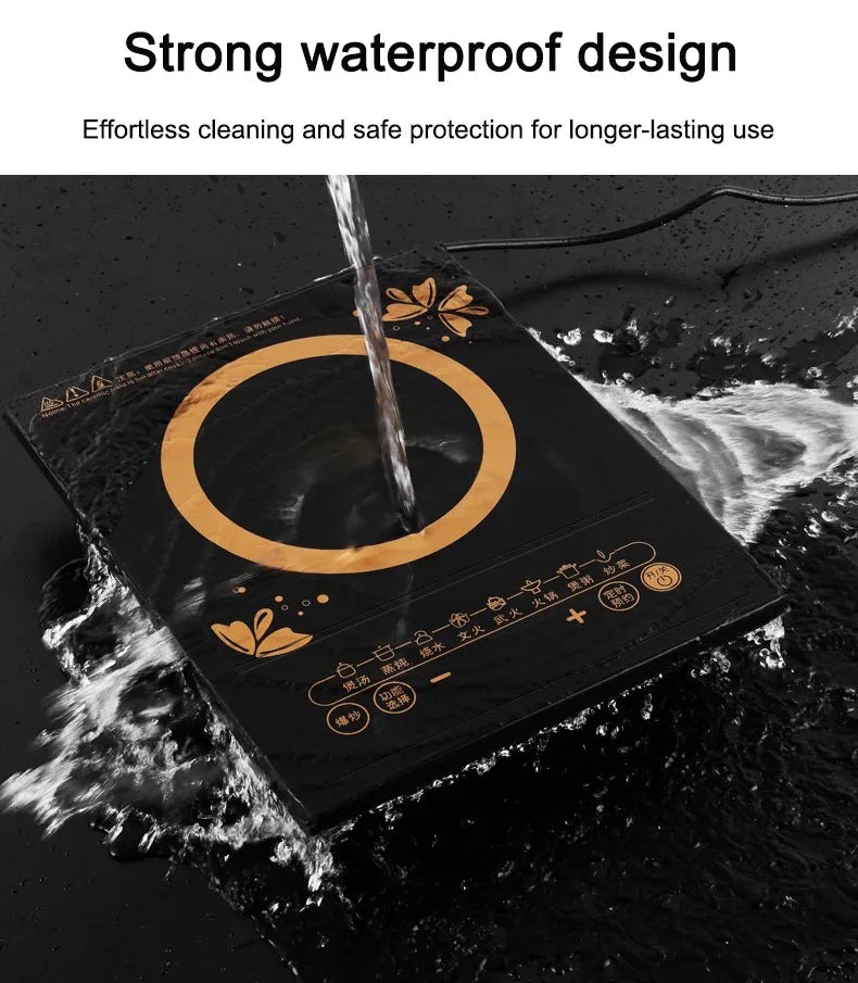DMWD Electric Magnetic Induction Cooker Household Waterproof Small Hot Pot Heating Stove Touchpad Stir-fry Dish Cooking Oven EU