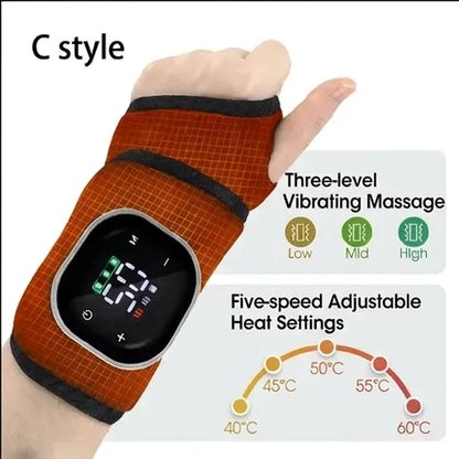 Red Light Therapy Wrist Massager 3000mAh Heated Vibration Brace for Carpal Tunnel Arthritis Pain Relief 36 Triple-Chip 660nm LED