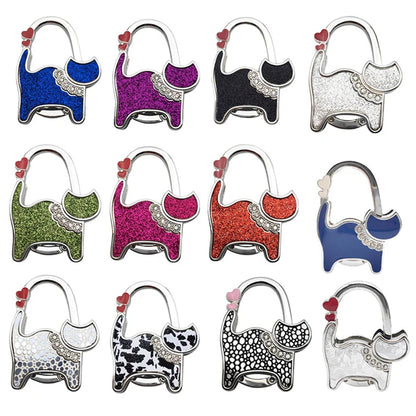 Protable Cat Shape Metal Bag Table Edge Hanger Holder Tiny Hooks Folding Bag Purse Hanger Handbag Hook Purse Tote Home Storage