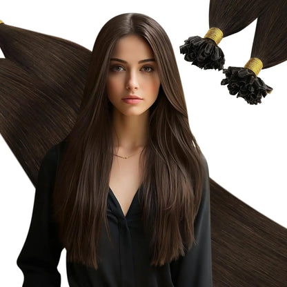Ugeat U Tip Hair Extension Human Hair 1g/s Nail U Tip Hair For Women 14-24" Pre Bonded Hair Extensions 50g/100g Keratin Tip Hair