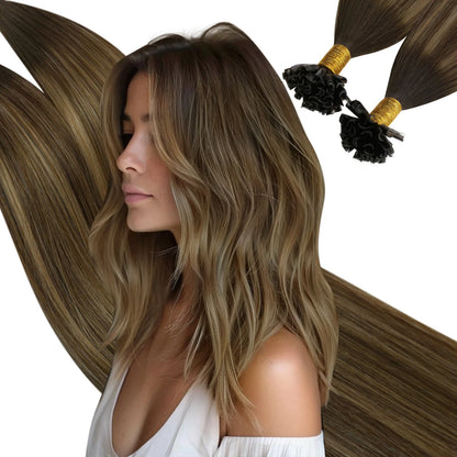 Ugeat U Tip Hair Extension Human Hair 1g/s Nail U Tip Hair For Women 14-24" Pre Bonded Hair Extensions 50g/100g Keratin Tip Hair