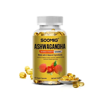 Organic Ashwagandha - Stress Relief & Immune Support Supplement, Supports Balanced Energy Levels, NON-GMO Vegan Capsules