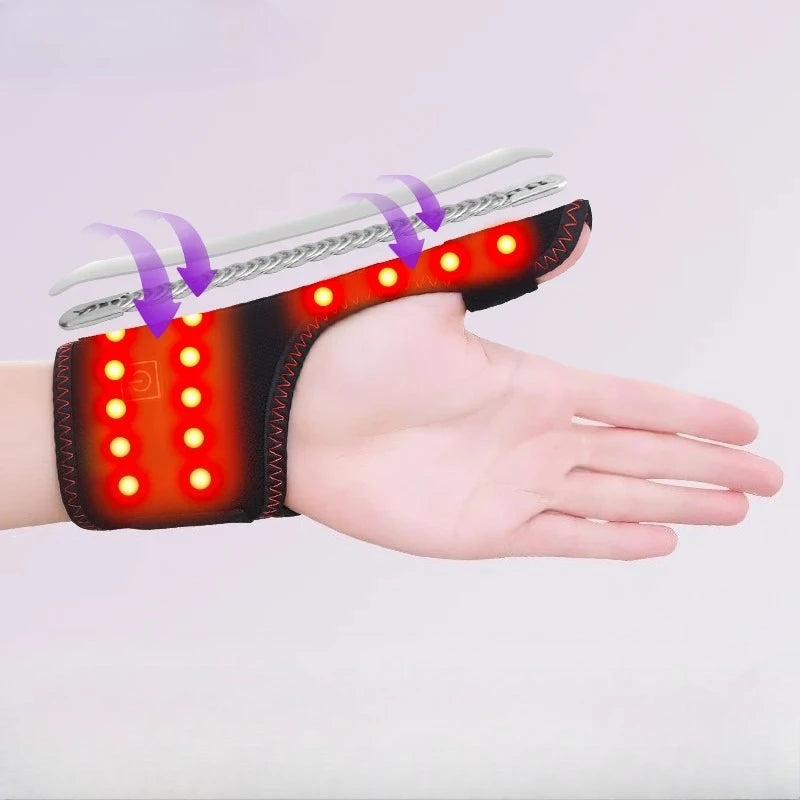 Heating Thumb Wrist Support Brace with Vibration Massager Electric Heated Finger Pad Thumb Stabilizer for Carpal Tunnel Relief