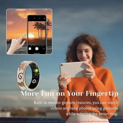 Multifunctional Smart Ring Gesture Control Heart Rate Blood Oxygen Sleep Health Monitoring Sport Modes Waterproof Ring