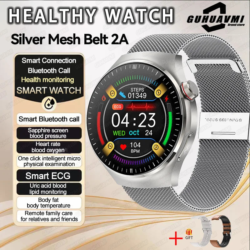 2025 Fashion New Men Dody Health Monitoring Smart Watch Blood Pressure Blood Lipid Uric Acid ECG+PPG NFC HD Bluetooth Call Watch