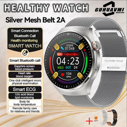 2025 Fashion New Men Dody Health Monitoring Smart Watch Blood Pressure Blood Lipid Uric Acid ECG+PPG NFC HD Bluetooth Call Watch