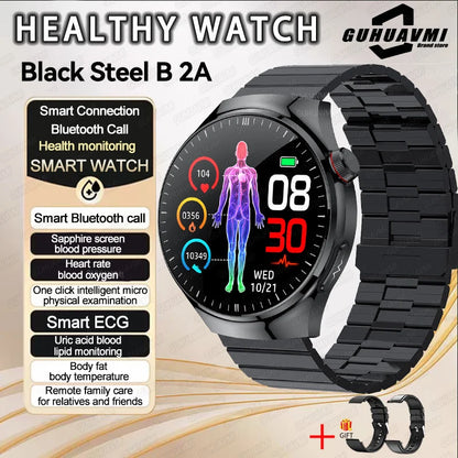 2025 Fashion New Men Dody Health Monitoring Smart Watch Blood Pressure Blood Lipid Uric Acid ECG+PPG NFC HD Bluetooth Call Watch