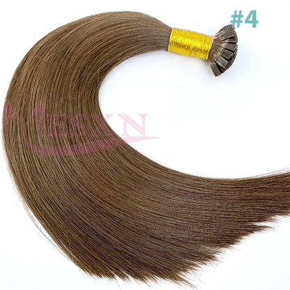 High Quality Straight Flat Tip Hair Extensions  100% Real Human Hair Fusion Hair Extensions  Brown Blonde Color 1g/Strand