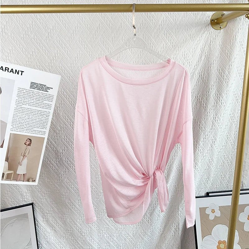 Women's Fitness Sports T-shirt Loose Long Sleeve Breathable Comfort Side-Opening Design Running Fitness Leisure Outdoor Yoga Top