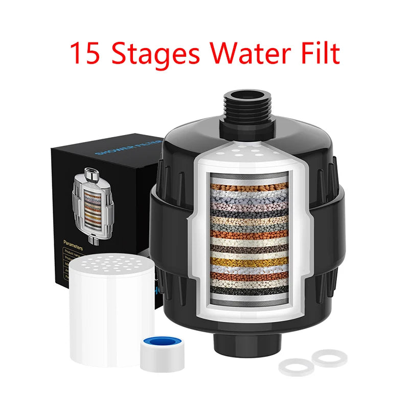 Shower Head Pre-shower Filter Large Flow to Remove Residual Chlorine 15-20 Level Skin Care Shower Water Purifier