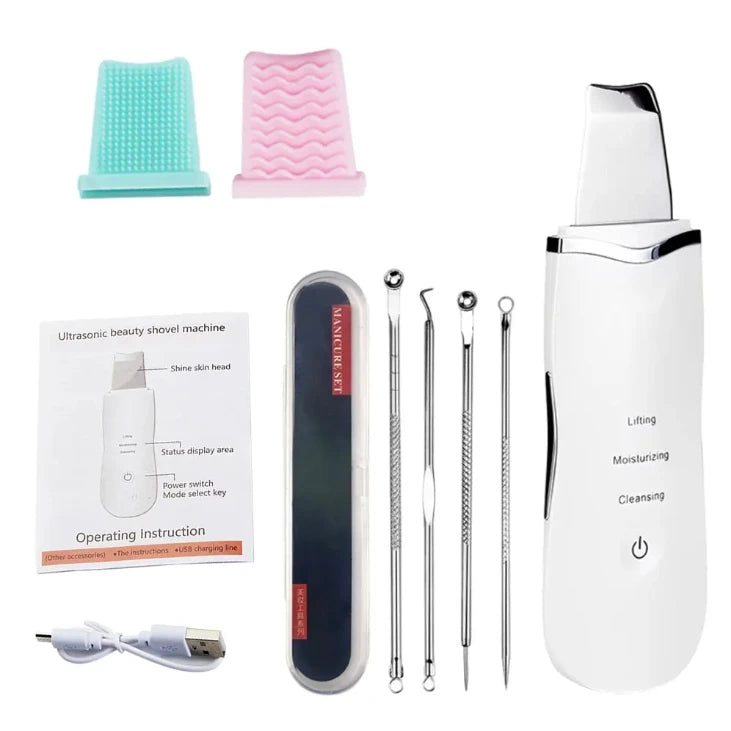 With Box Ultrasonic Skin Scrubber Vibration Face Spatula Peeling Blackhead Remover Facial Lifting Cleansing Ultrasonic Skin Care