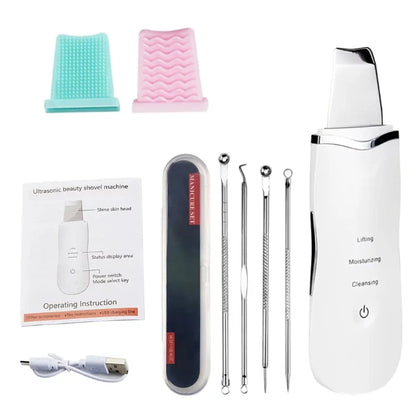 With Box Ultrasonic Skin Scrubber Vibration Face Spatula Peeling Blackhead Remover Facial Lifting Cleansing Ultrasonic Skin Care