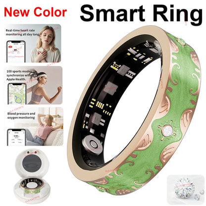 2026 New Smart Ring Men Women with Charging Case Heart Rate Blood Oxygen Health Sleep Monitoring IP68 Waterproof For Android IOS