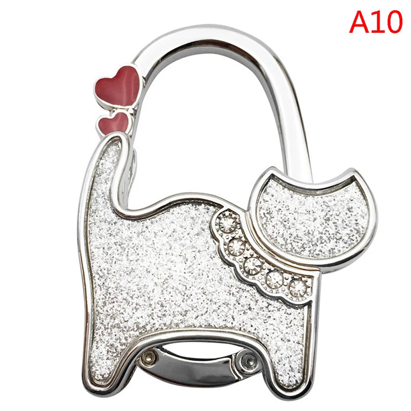 Protable Cat Shape Metal Bag Table Edge Hanger Holder Tiny Hooks Folding Bag Purse Hanger Handbag Hook Purse Tote Home Storage