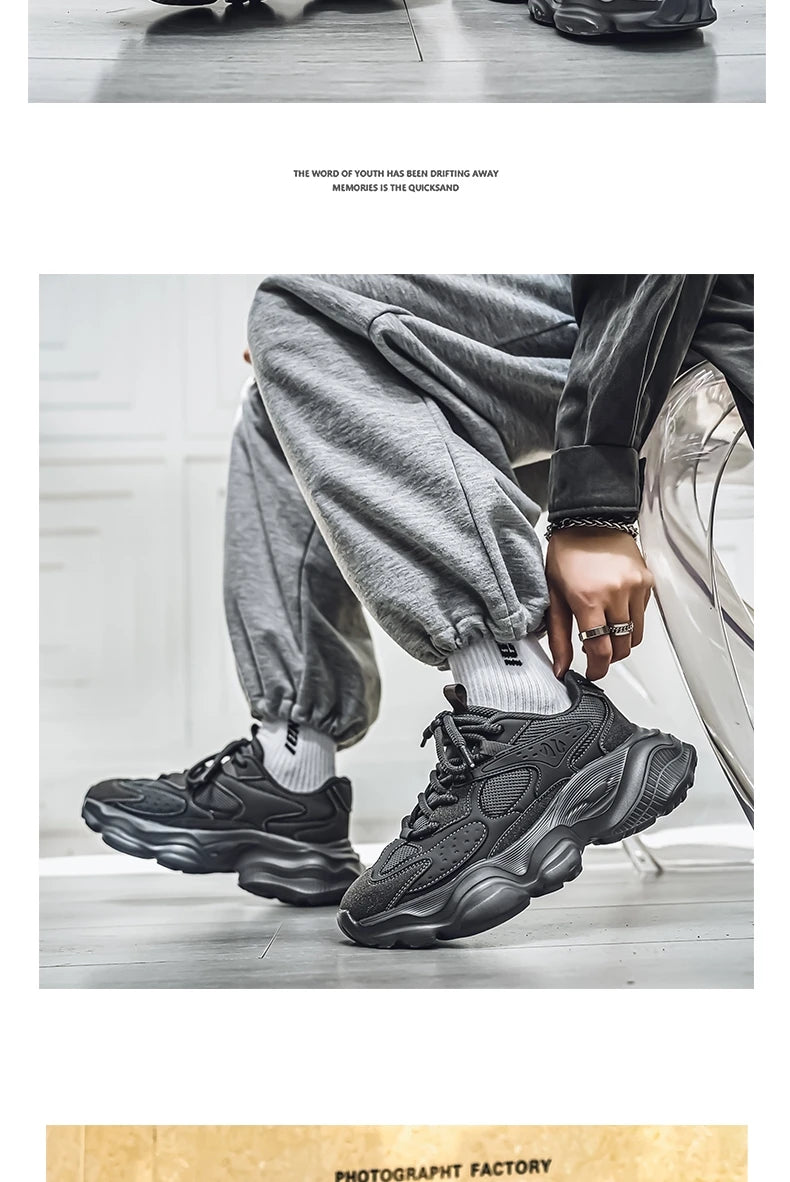Sports Casual Men Shoes Anti Slip Wear-Resistant Trendy Breathable Outdoor Running Soft Platform Soles Comfort Male Sneakers
