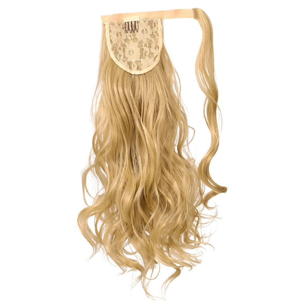 Synthetic Hair Ponytail Extension Curly hairBlonde Wrap-Around Hairpiece Easy to Wear for Quick Style Change
