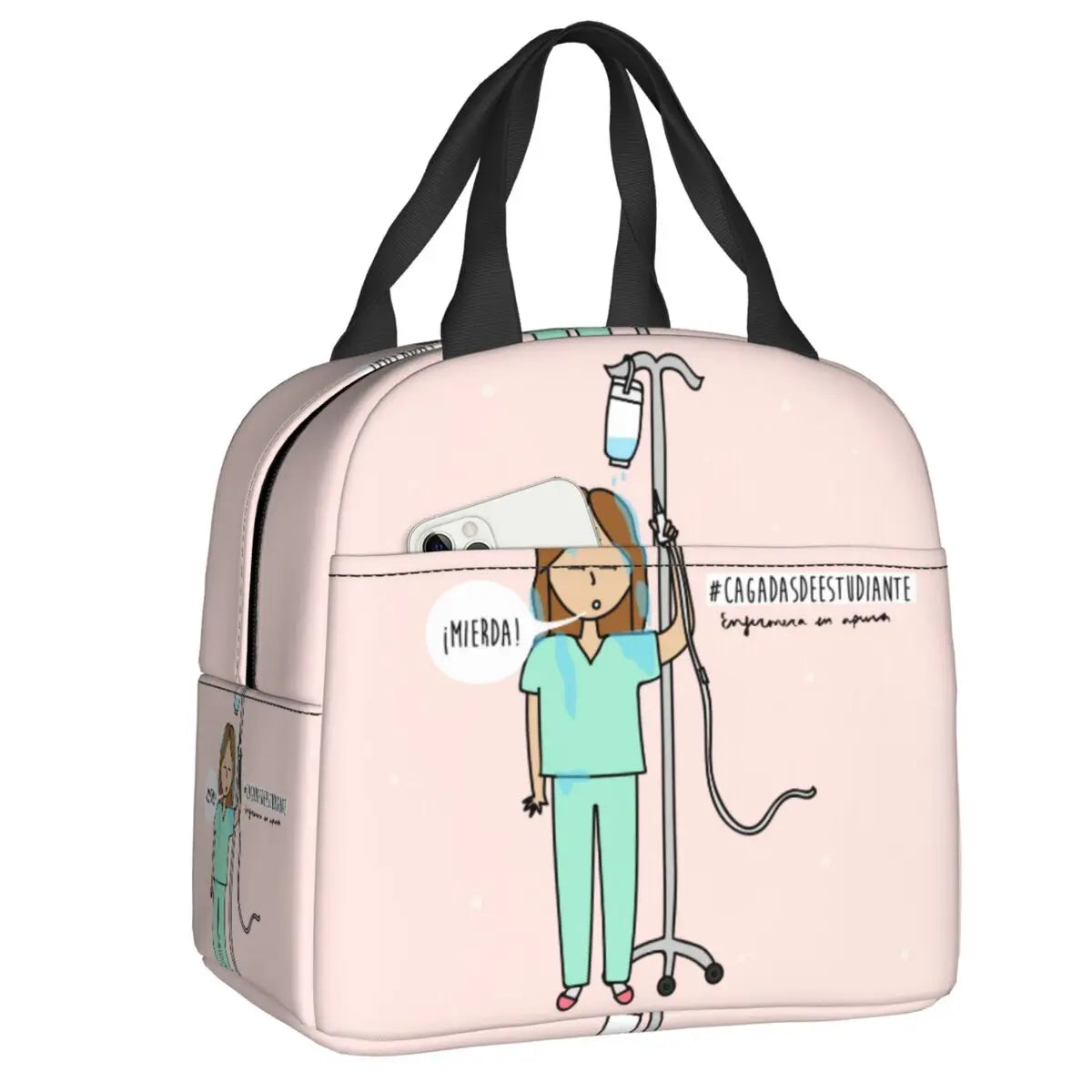 Custom Enfermera En Apuros Doctor Nurse Medical Health Insulated Lunch Bag for Women Portable Cooler Thermal Lunch Box School