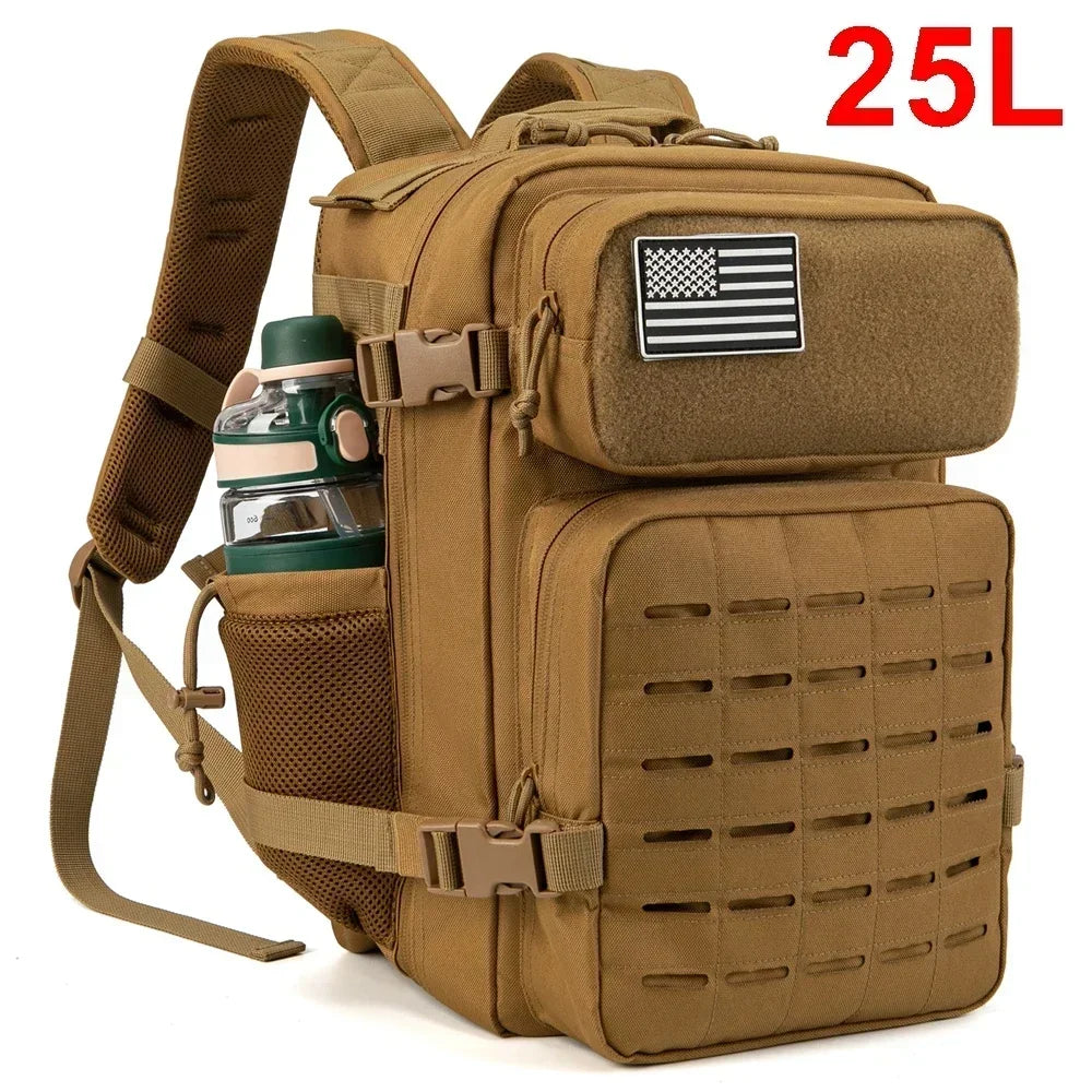 25/45L Women/men Backpack for Tactical Laser Cut Molle heavy duty backpack School Bag Gym Rucksack Treeking with Dual Cup Holder