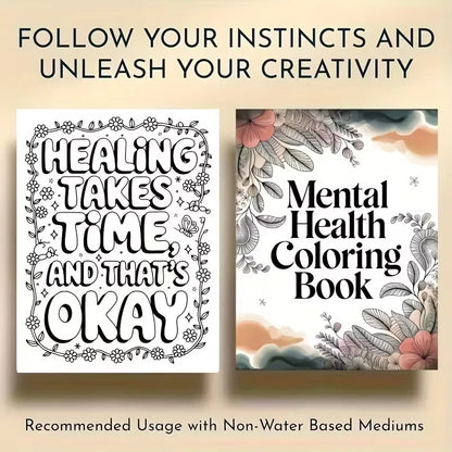 Coloring Book Psychological Health with Inspirational Quotes Suitable for Adults To Relax and Unwind
