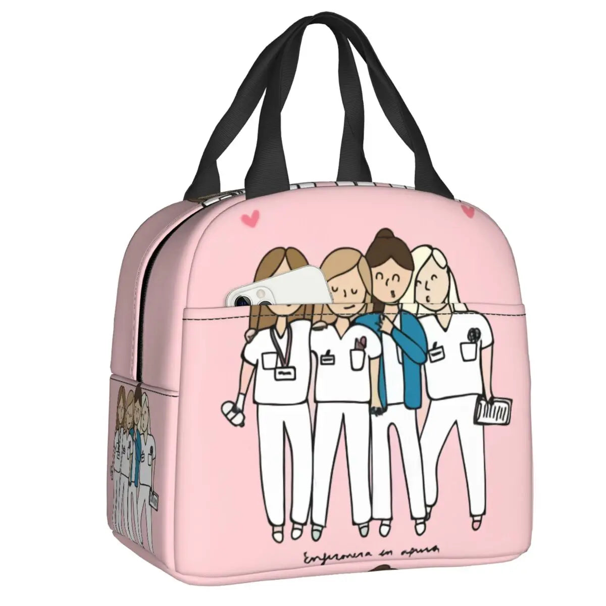 Custom Enfermera En Apuros Doctor Nurse Medical Health Insulated Lunch Bag for Women Portable Cooler Thermal Lunch Box School