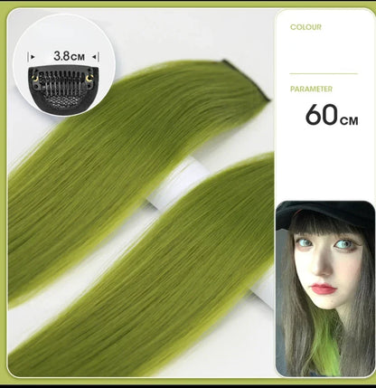60cm Hair Extension Clip In Hairpiece Long Straight Hanging Ear Wig Clip Synthetic Hair Extensions Accessories Hairpiece Hairpin