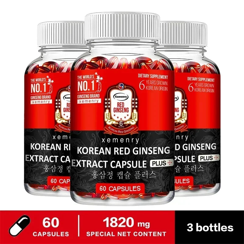 Korean Red Ginseng Supplement - High Potency for Energy, Focus, Performance, Vitality & Immune Support - for Men and Women