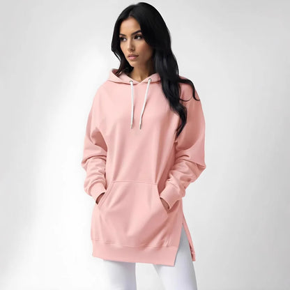Hoodies Coats Women Solid Sweatshirts Jacket Pocket Drawstring Hooded Slight Strech Loose Casual Office Lady 2025 Spring Autumn
