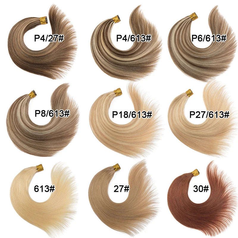 ITIP Hair Extension Human Hair for Women Straight Real Brazilian Human Hair 50 Strands Pre-bonded Highlight ITIP Hair Extensions