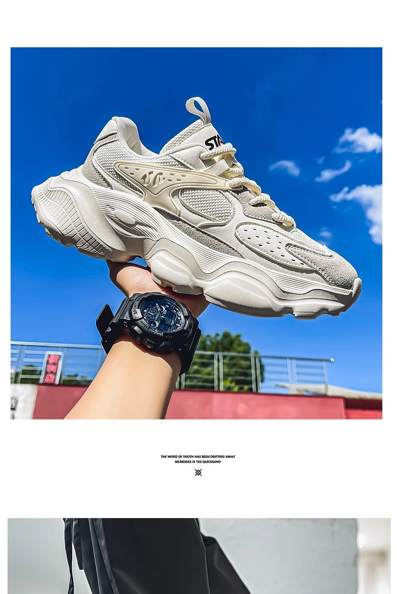 Sports Casual Men Shoes Anti Slip Wear-Resistant Trendy Breathable Outdoor Running Soft Platform Soles Comfort Male Sneakers
