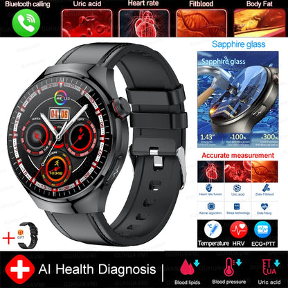 2025 Fashion New Men Dody Health Monitoring Smart Watch Blood Pressure Blood Lipid Uric Acid ECG+PPG NFC HD Bluetooth Call Watch