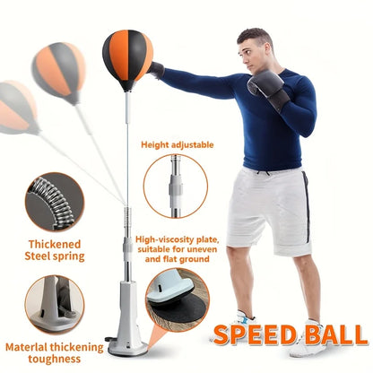 Indoor Reaction Punching Ball for Boxing Training, Strong Suction Cup All-Terrain Base, Adjustable Speed Ball for Adults & Youth