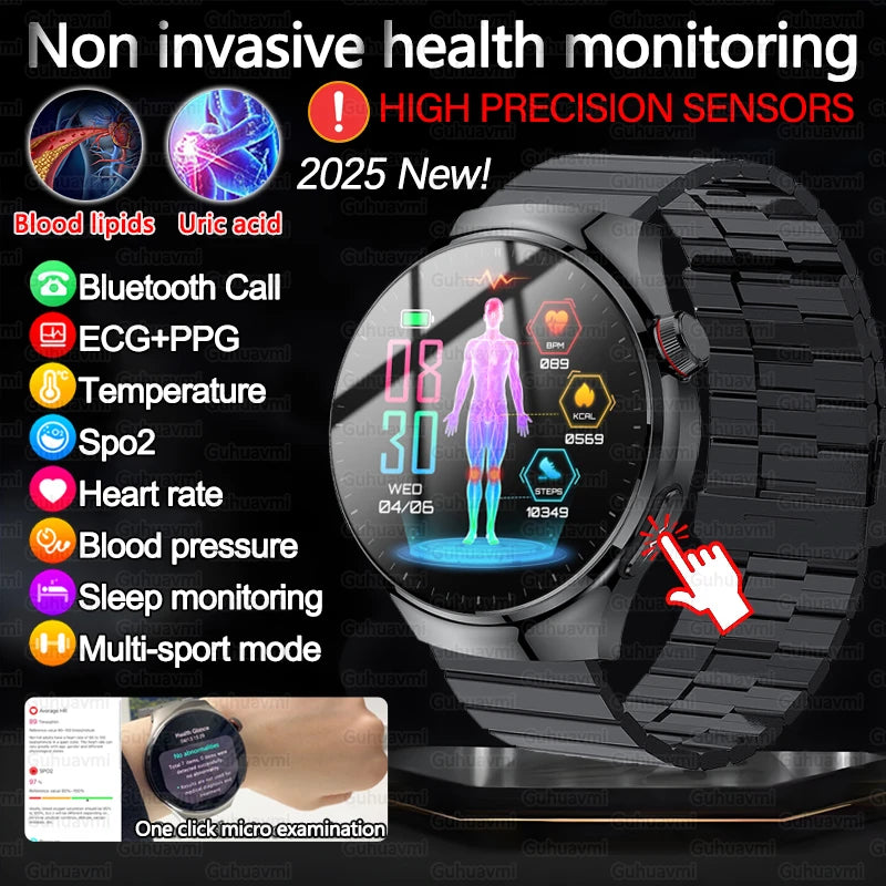 2026 New Non Invasive Health Monitoring Smartwatch Blood Lipids Uric Acid Heart Rate Body Temperature Bluetooth Call Smart Watch