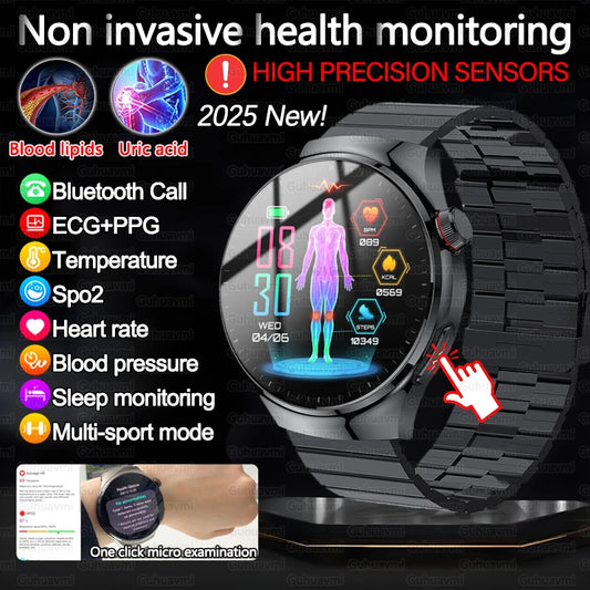 2026 New Non Invasive Health Monitoring Smartwatch Blood Lipids Uric Acid Heart Rate Body Temperature Bluetooth Call Smart Watch